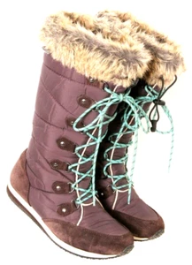 L.L. Bean 284883 Carrabassett Lace-Up Fur Knee High winter Snow Boots Womens 6 M - Picture 1 of 9