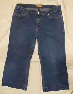 Tommy Women's Stretch Denim Cropped Cuffed Capri Blue Jeans Size 13 - Picture 1 of 3