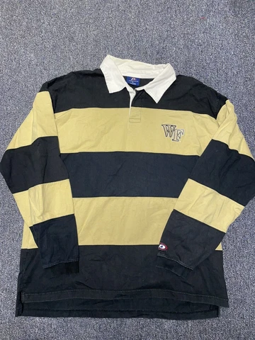 VTG UNC Wake Forest Color Block Long Sleeve Rugby Shirt Size XL Cover