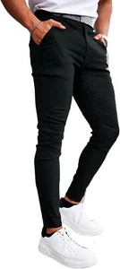 Mens Dress Pants Slim Fit Stretch Fashion Plaid Pant Skinny Leg - Picture 1 of 17