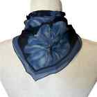 Foulard/écharpe bleu floral tissu léger pur