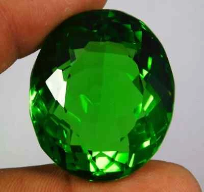 155.50 Ct Lab-created Green Peridot Topaz Oval Cut Loose Gemstone Certified - Image 1 of 4