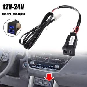 2 Port USB-A+C PD Fast Charger For Toyota RAV4 Corolla Prius Tundra - Picture 1 of 12