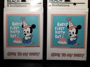1984 Baby Mickey Mouse First Birthday Party Vintage Invitations lot of 2  - Picture 1 of 5