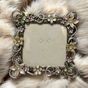Decorative 4" x 4" Floral Crystal? Embellished Photo Frame Elegant Flower Design - Picture 1 of 8