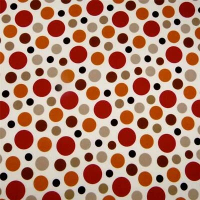 Red, Brown, Tan & Orange on Cream Polka Dot, Marcus Brothers Cotton,17.5"Lx44"W - Image 1 of 4
