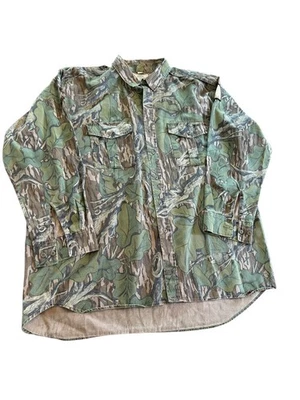 VINTAGE MOSSY OAK FULL FOLIAGE CAMO HUNTING SHIRT, MEN'S XXL BUTTON FRONT READ - Image 1 of 4