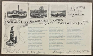 Greetings from the Songo Sebago Lakes ME PVT Mailing Card Dated 1902 - Picture 1 of 2