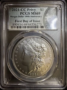 2021 Morgan Dollar PCGS MS-69 Morgan Dollar 100th Anniversary First Day of Issue - Picture 1 of 2