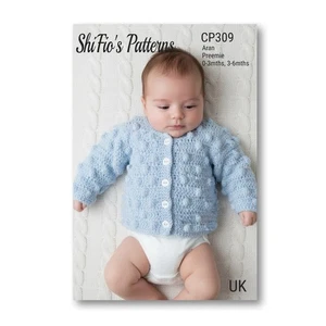 Modello all'uncinetto per cardigan Aran Baby Bobble - 3 taglie - CP309 - Foto 1 di 7