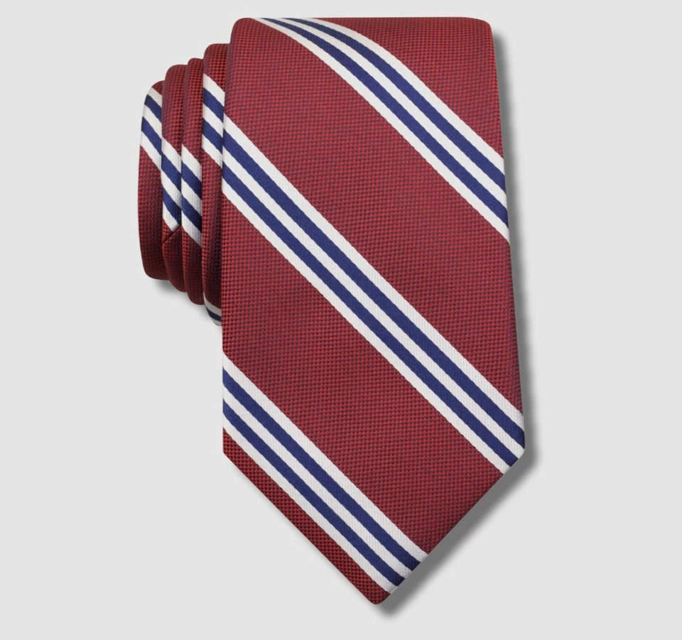 Corbata para hombre Nautica clásica a rayas rojas mezcla de seda talla 58X3,25 Foto 1 de 1