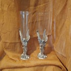 WHIMSICAL DETAILED Fantasy Fairy Pewter & Glass Champagne Flutes Glasaes 8.25"