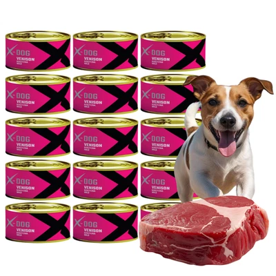 Nassfutter Hund 15 x 120g in Dosen Hundefutter mit 100% Wild Getreidefrei X-DOG - Bild 1 von 4