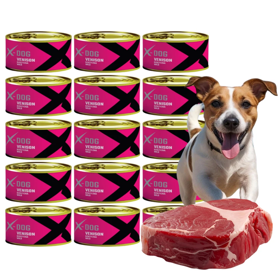 Nassfutter Hund 15 x 120g in Dosen Hundefutter mit 100% Wild Getreidefrei X-DOG - Bild 1 von 4