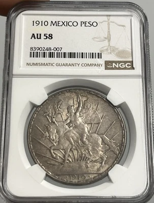 Peso Caballito de Plata México 1910 NGC AU-58 Foto 1 de 2