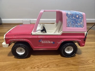 Camión de acero vintage Tonka Bronco Jeep rosa intenso estilo Barbie margarita años 70 #835 Foto 1 de 4