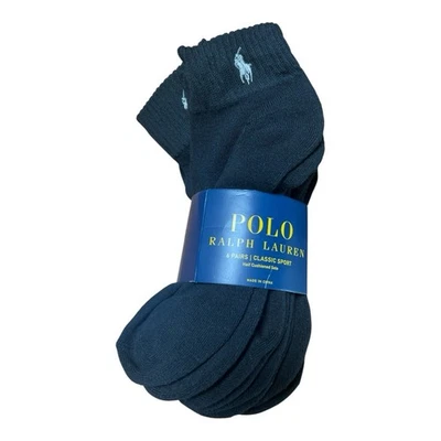 Polo Ralph Lauren Men's Classic Sport Half Cushioned Sole Socks 6 Pairs Black - Image 1 of 3