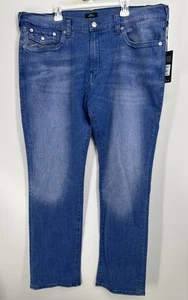True Religion Jeans Mens 44x34 Blue Ricky Flap Relaxed Straight Denim New - Picture 1 of 8