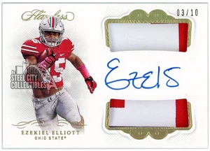 Ezekiel Elliott 2020 Panini Flawless Collegiate Gold Dual Patch Auto 3/10 - Picture 1 of 2