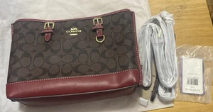 Coach Mollie Tote 25 Damentasche - Signature Coffee and Burgandy - Bild 1 von 10