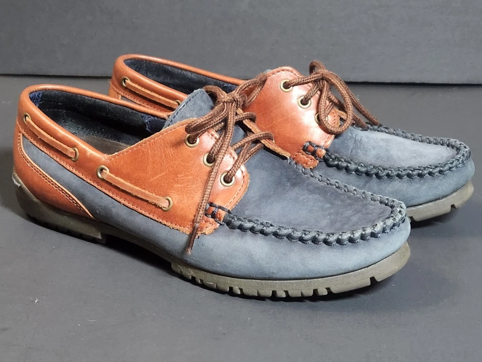 Zapatos Mocasines Hush Puppies Niños Talla 5 M Azul Marrón Cuero Barco 53781 Foto 1 de 4