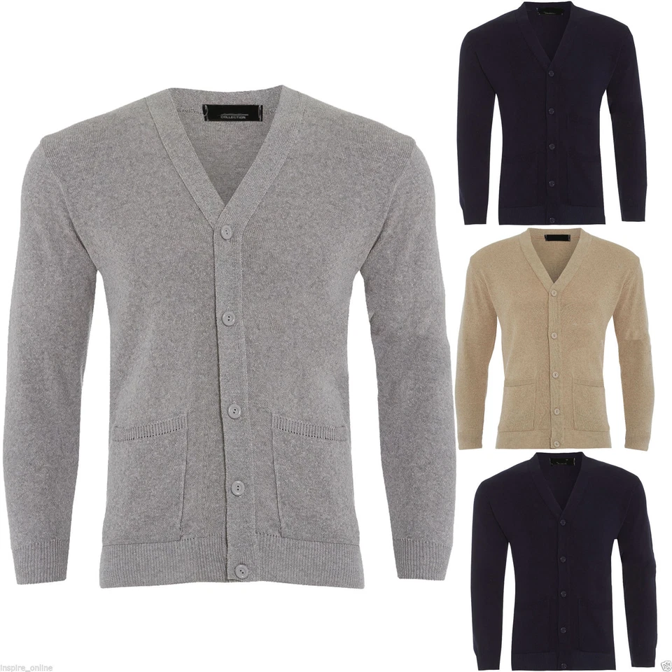 MENS VINTAGE CARDIGAN GRANDAD CLASSIC CARDI WARM KNITTED THICK SWEATER JUMPER - Image 1 of 1