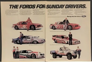 Ford Race Cars Print Ad Bill Elliott Daytona Thunderbird Motorcraft Mustang - Foto 1 di 1