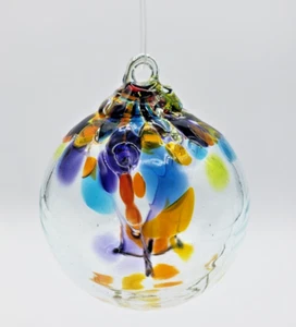 Mundgeblasenes Kunstglas Ornament Sonnenfänger ~ mehrfarbige Kugel 2,5" Kitras? - Bild 1 von 7