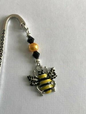 HANDMADE 🐝 Cute BUMBLE BEE BOOKMARK Tibetan Silver Enamel Charm Xmas Present Gift Bag
