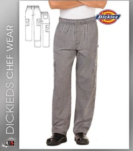 NWT DICKIES UNISEX CARGO STYLE CHEF PANTS IN HOUNDSTOOTH DC10 - Picture 1 of 5