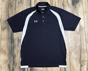 Under Armour Heat Gear Polo Mens Small Athletic Black and White Coach casual - Picture 1 of 10