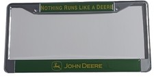 John Deere NOTHING RUNS LIKE A DEERE License Plate Chrome Plated Frame 