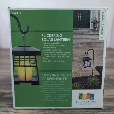 Four Seasons двор мерцающий Solar светодиодный открытый фонарь черный 850113 новый в коробке - Изображение 1 из 4