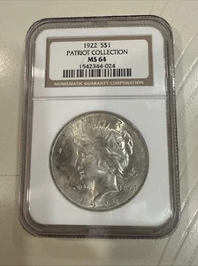 1922 NGC MS64 Peace Dollar $1 US Mint Silver Patriot Collection 1922 MS-64 - Picture 1 of 5