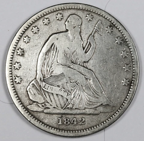 1842 Seated Liberty Half.  Small Date.  Fine.  187555 Cover