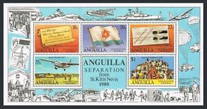 Anguilla 428a sheet,MNH.Michel Bl.35. Separation from St Kitts-Nevis,1980.Plane,