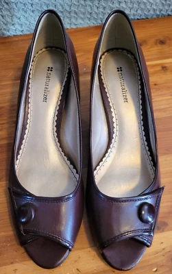 Naturalizer Kenmill Brown Leather Pumps with Peep Toe 2-1/2" Heel, Size 10 - Image 1 of 4