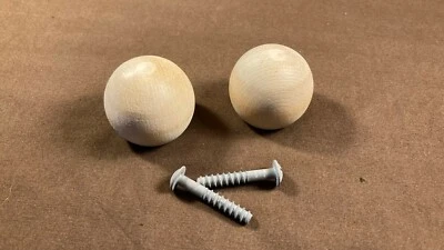 Par de tiradores de perilla de orbe de bola redonda de madera muebles vintage tocador cajón MCM EE. UU. Foto 1 de 4