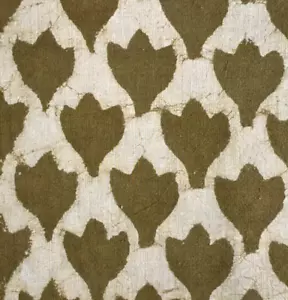 Beige Green By the Yard Indian Block Print Fabric for Sewing Quilting Clothings - Picture 1 of 9