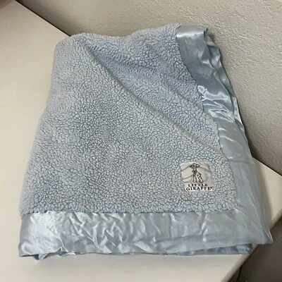 Manta bebé Little Giraffe Luxe azul chenilla borde satinado EE. UU. Lovey Lovie Foto 1 de 4