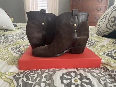 Botines Ivanka Trump Marrón Gamuza Cuero Tacón Mujer Talla 6.5 Foto 1 de 4