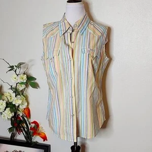 NUEVA Blusa Top Occidental Lucky Brand Cuello Yugo Sin Mangas Primavera Verano Moda - Imagen 1 de 9
