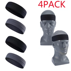 4-Pack Men Sweatband Hairband Sports Headband Yoga Gym Running Stretch Head Band - Picture 1 of 12