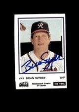 Brian Snyder 1990 WRNL Richmond Braves authentic autographed card
