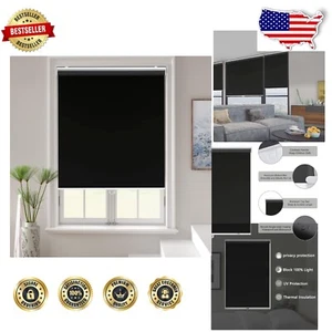 Versatile Blackout Roller Shades for Home & Office - 43x72 Cordless Design - Picture 1 of 8