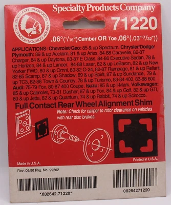 Cuña de alineación de rueda trasera SPC 71220 1/16 Audi Chevrolet Chrysler Dodge Volks Foto 1 de 2