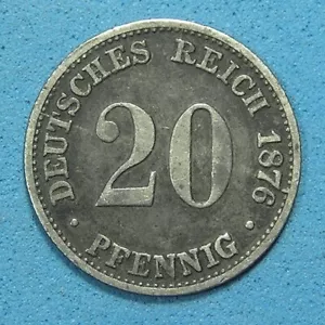 Germany Empire 20 Pfennig .900 Silver Coin 1876 C, KM-5, Combined Shipping - Picture 1 of 2