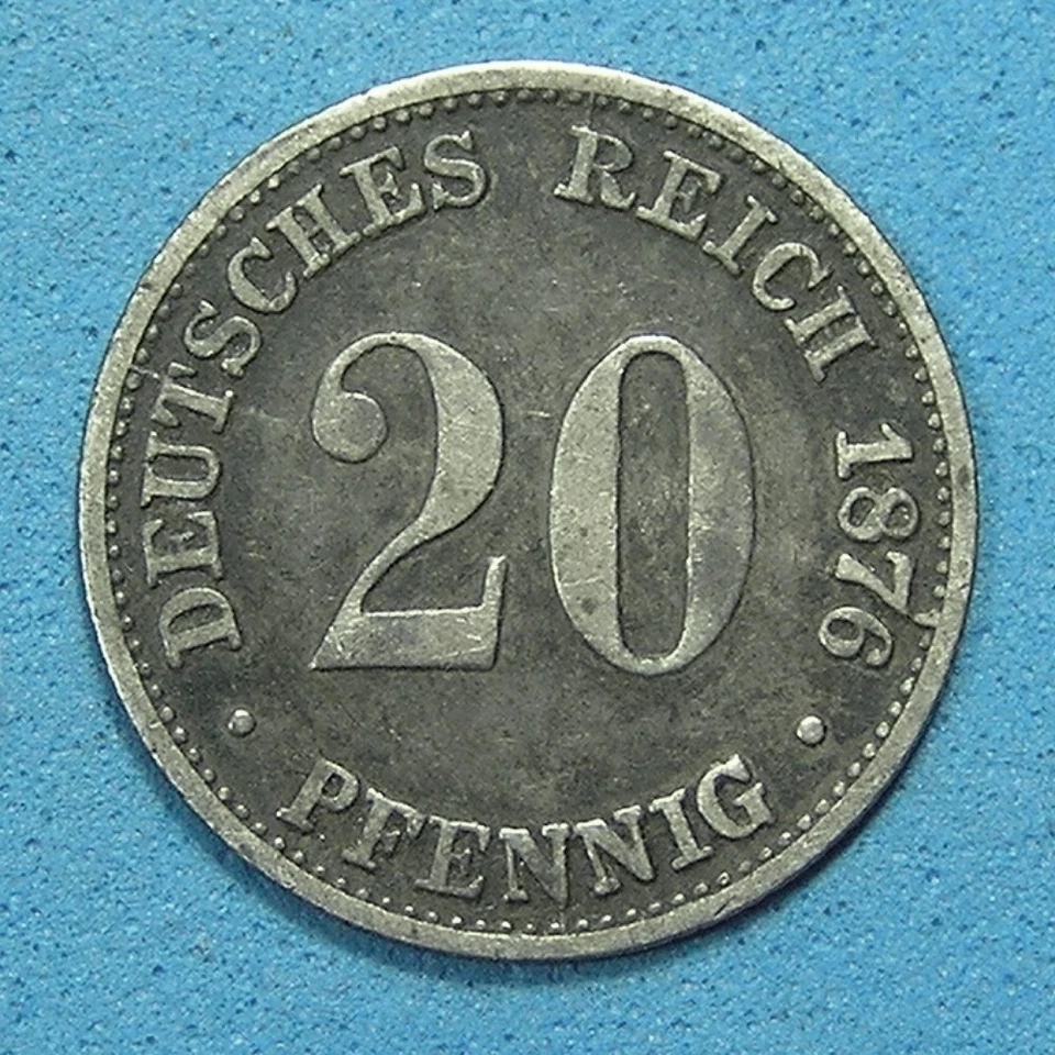 Germany Empire 20 Pfennig .900 Silver Coin 1876 C, KM-5, Combined Shipping - Image 1 of 2