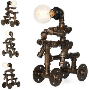 HAITRAL Industrial Table Lamp-Retro Steam Punk Robot Lamp,Water Pipe Desk Lamp - Picture 1 of 6