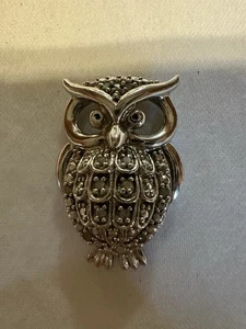 Sterling Silver Diamond Chip Owl Pendant - Picture 1 of 3